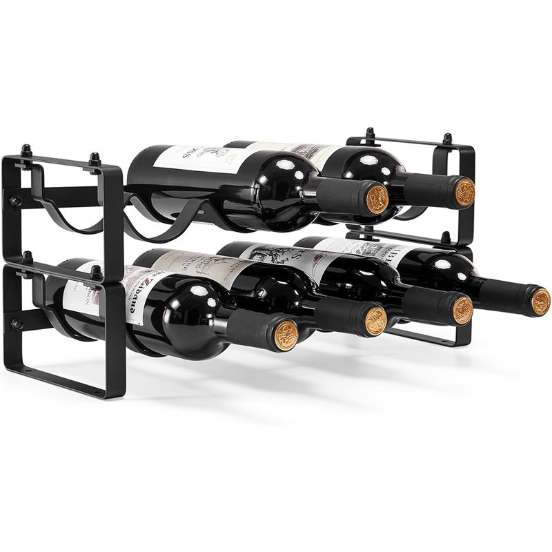 Small Tabletop Wine Holder Stand, 2 Tier Stackable Wine Rack Cou...