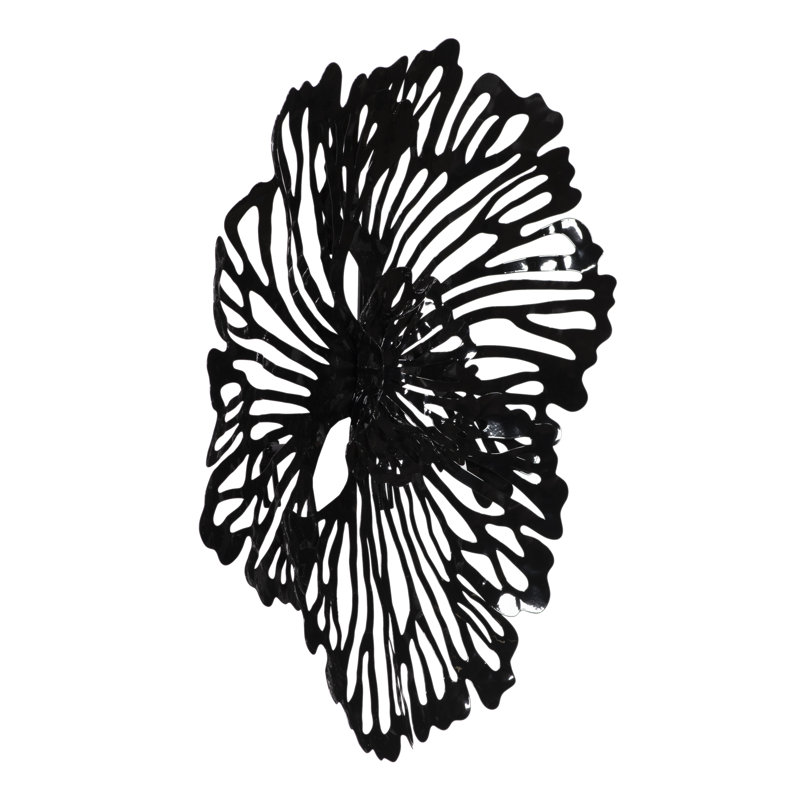 Flower Wall Art Extra Small Metal, Black