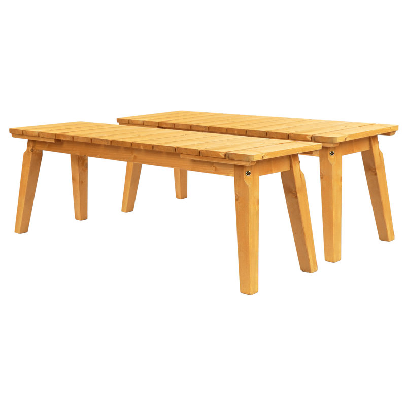 45-Inch Solid Wood Backless Outdoor Bench, Yellow