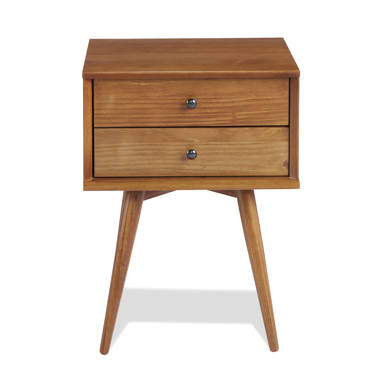 wetiny 21 in. x 15 in. x 24 in. 2-Drawer Louis Philippe H Nightstand in Cherry, Red