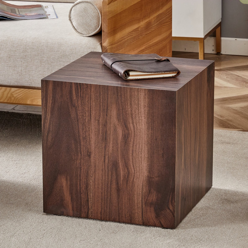 Table basse 16 * 16 * 16 pouces en bois de noyer et bois aggloméré