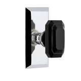Grandeur Fifth Avenue Short Plate Single Dummy with Baguette Black Crystal Door Knob