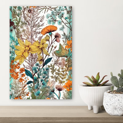 «Vibrant Wildflower Garden Abstract Palm Flower Tropical», reproduction d'art murale