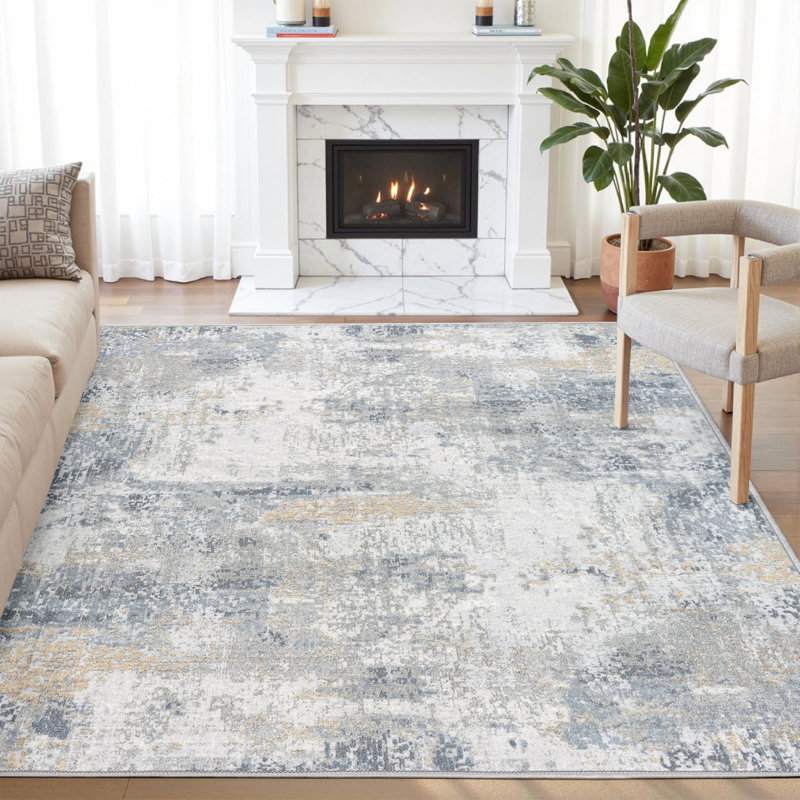 Tapis moderne lavable à la machine avec envers antidérapant, Rectangle 6 pi x 9 pi, 0.28"