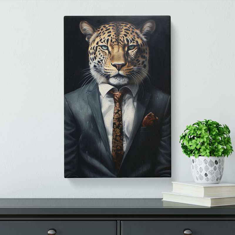 Leopard In A Suit Painting No.3 - Single Picture Frame Print, 76cm H x 50cm W x 3cm D