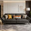 Canapé modulaire en cuir véritable gris foncé-129490929