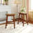 Solid Wood Rustic 3-Piece 45" Stationary Kitchen Island Set With 2 Seatings, Rubber Wood Butcher Block Dining Table Set Prep Table Set With 2 Open Shelves For Small Places