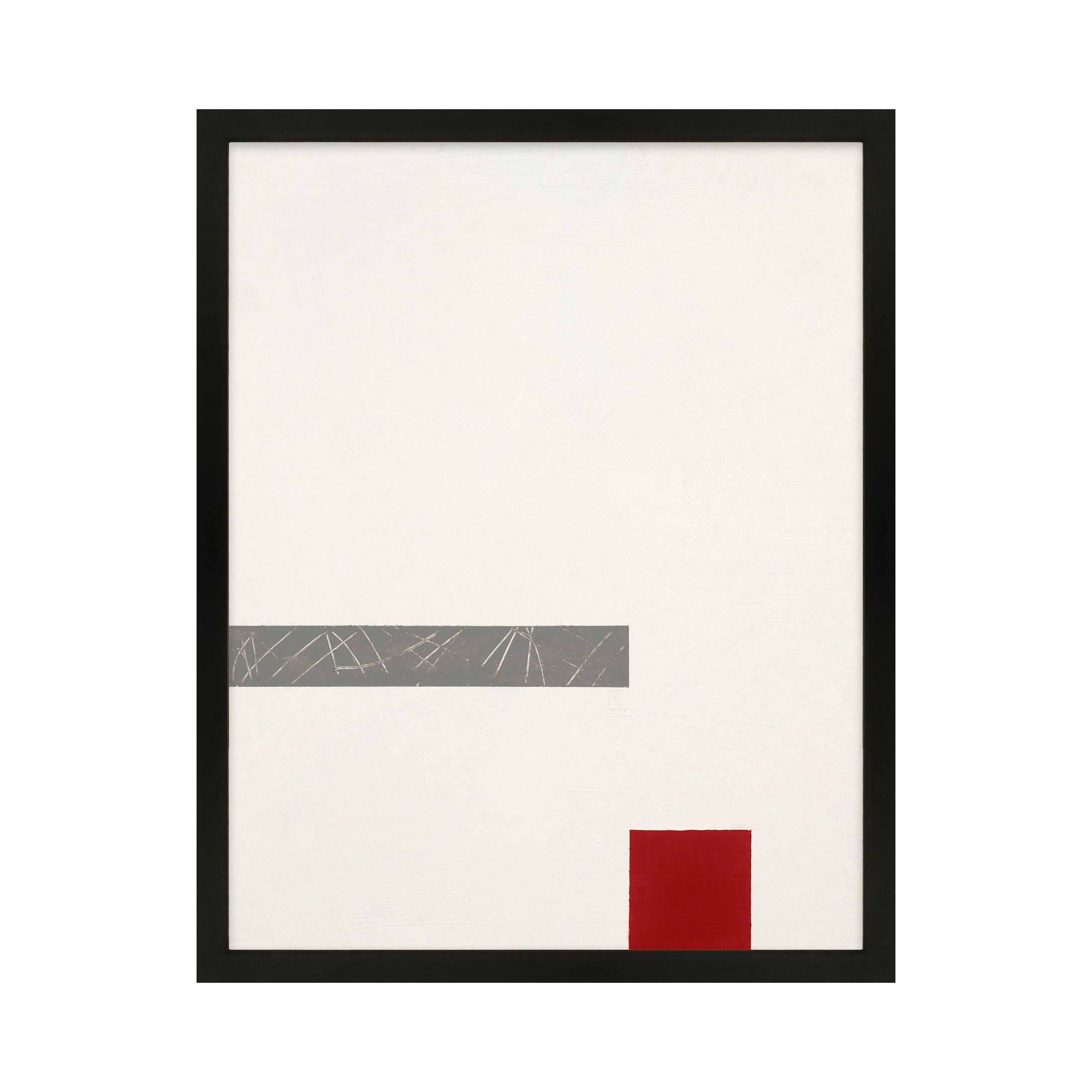 Tempo With Red 3 by Robert Kamnatnik, 30" H x 24" W x 1.25" D, Black Framed Paper