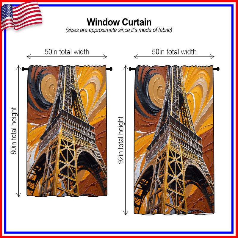 Rideaux de fenêtre Eiffel, voilages et rideaux occultant - 1 panneau, 50" x 92" - 1 Panel, Blocage