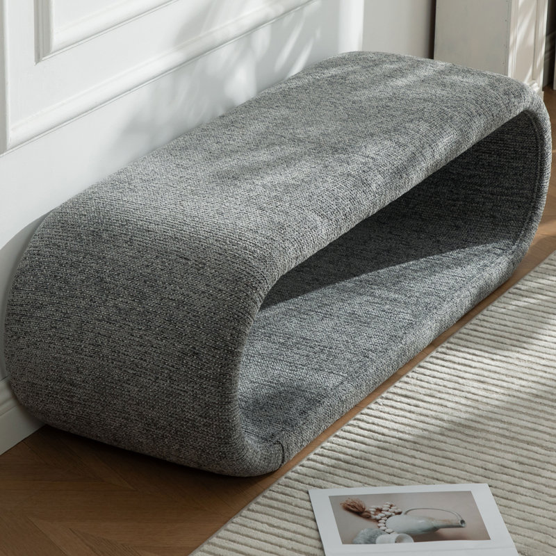 Banc d'entrée courbé de 52 po, convenant à la chambre à coucher et au salon, Gris