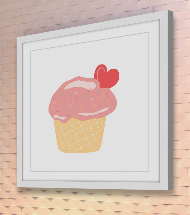 « petits gâteaux cœur » par diana alcala, reproduction d’art encadrée, H 24 po x l 24 po x P 1,5 po