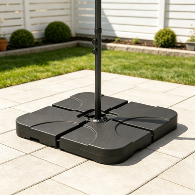 Outdoor Patio Cantilever Umbrella Base, Plastic Umbrella Stand Filled With Sand&Water, Weighted Base for Offset Hanging HDPE Umbrella Base
