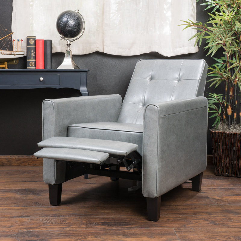 Fauteuil inclinable en cuir PU de 27,50 po de largeur Josslynn, Cuir PU gris foncé Josslynn
