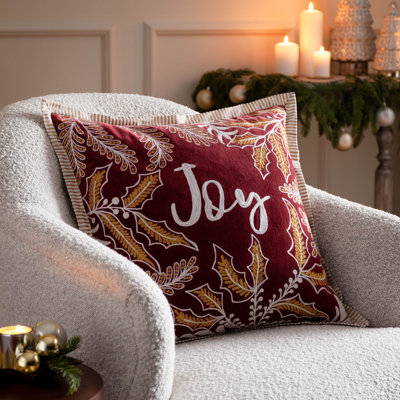 Winter Joy Abstract Red Square Cushion