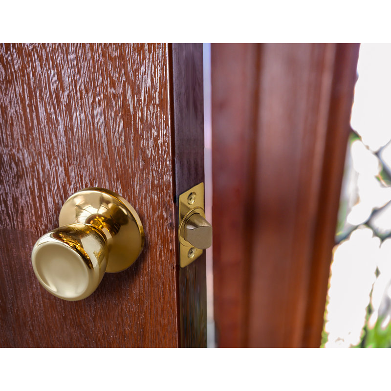Terrace Passage Hall/Closet Door Knob with Universal 6-Way Latch, Polished Brass