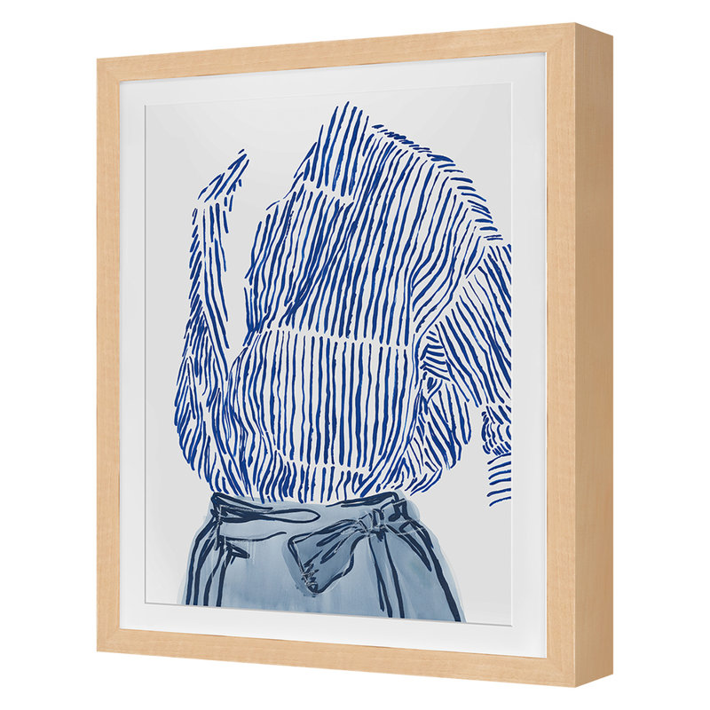 Fashionably Blue Print by Jones, Emma, Maple Framed, 24" H x 19" W