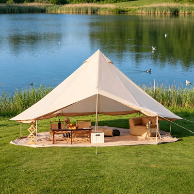 Tente Bell 4 saisons 13,1pi, beige et imperméable avec yourte Glamping Yourte, pour 8 personnes