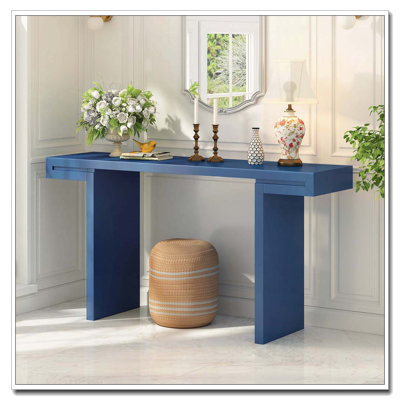 60-Inch Console Table with Geometric Clean Lines Design