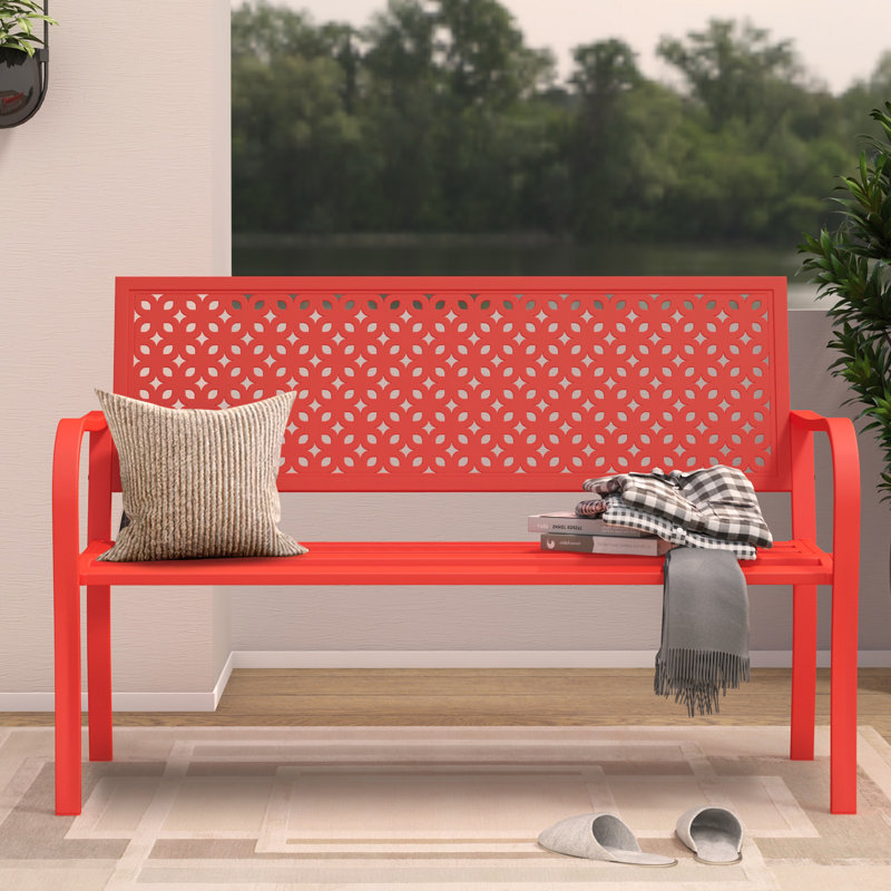 Banc d'extérieur classique en métal (rouge), Rouge