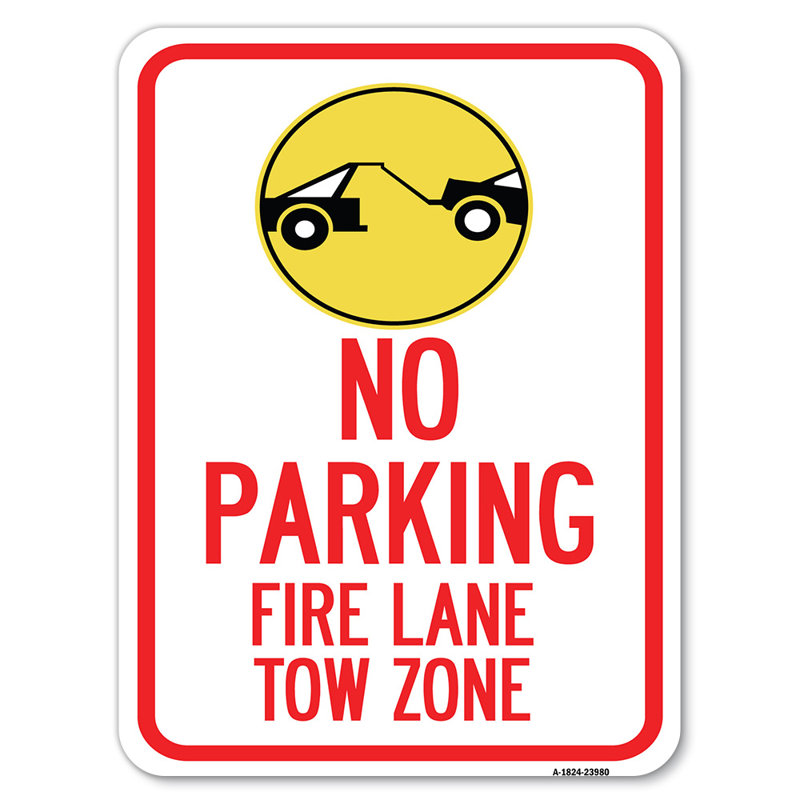 Fire Lane, zone de remorquage avec graphique / 23980, H 24 po x l 18 po x p 1 po