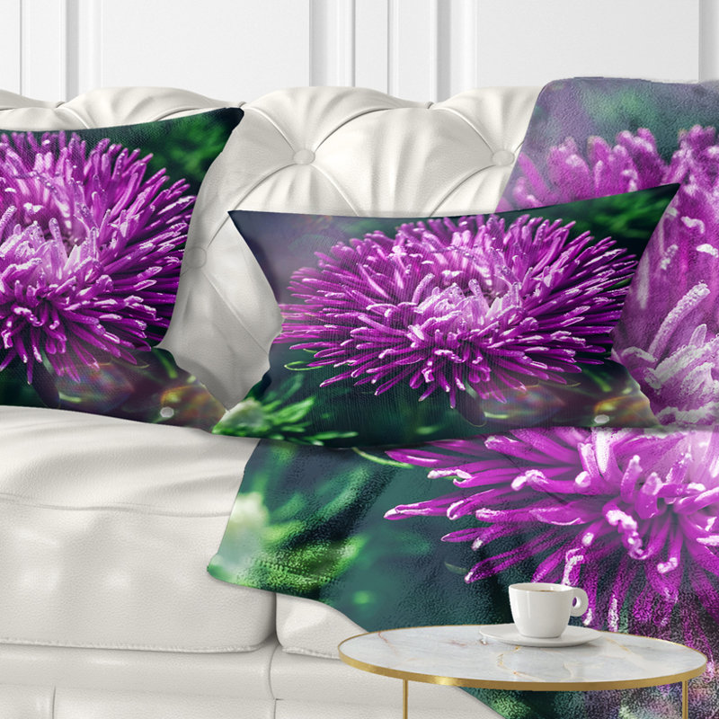 Coussin flowerswork chrysanthemum fleur avec coussin bokeh