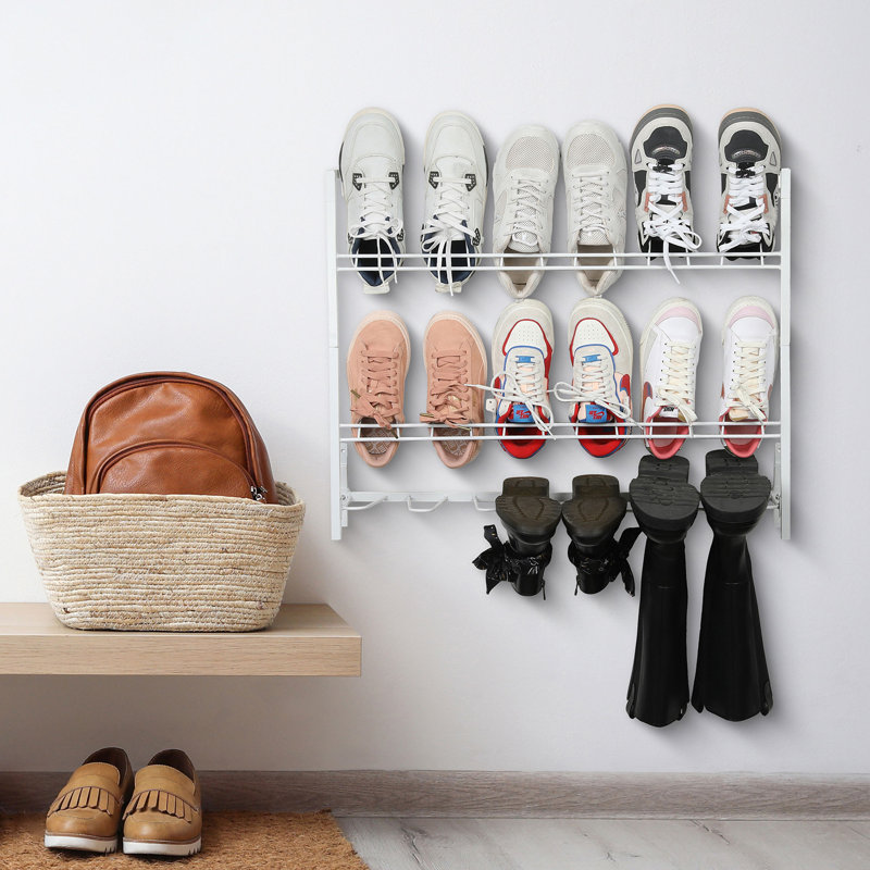 9 Pair Shoe Rack, White