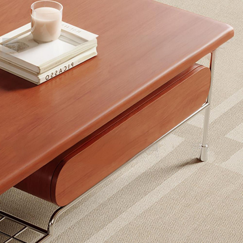 Rectangular stainless steel coffee table, 15.7" H x 51.2" L x 27.6" W