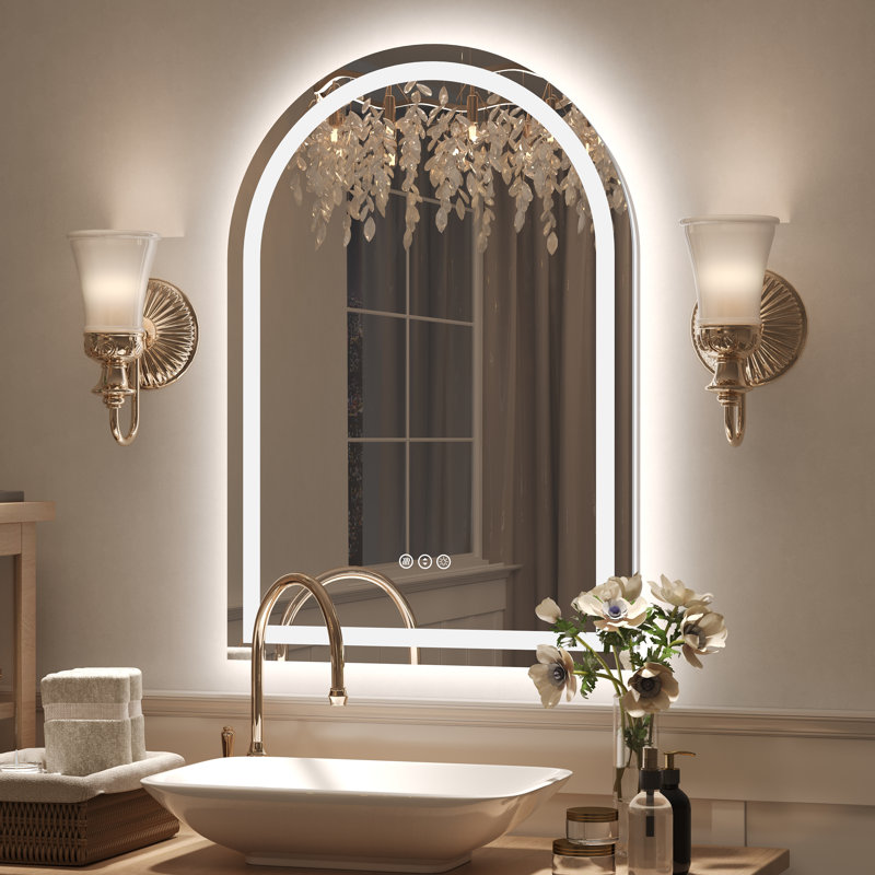  Molly Arched LED Front Light and Backlit Anti-Fog Wall Bathroom/ Vanity Mirror, 30" x 22"