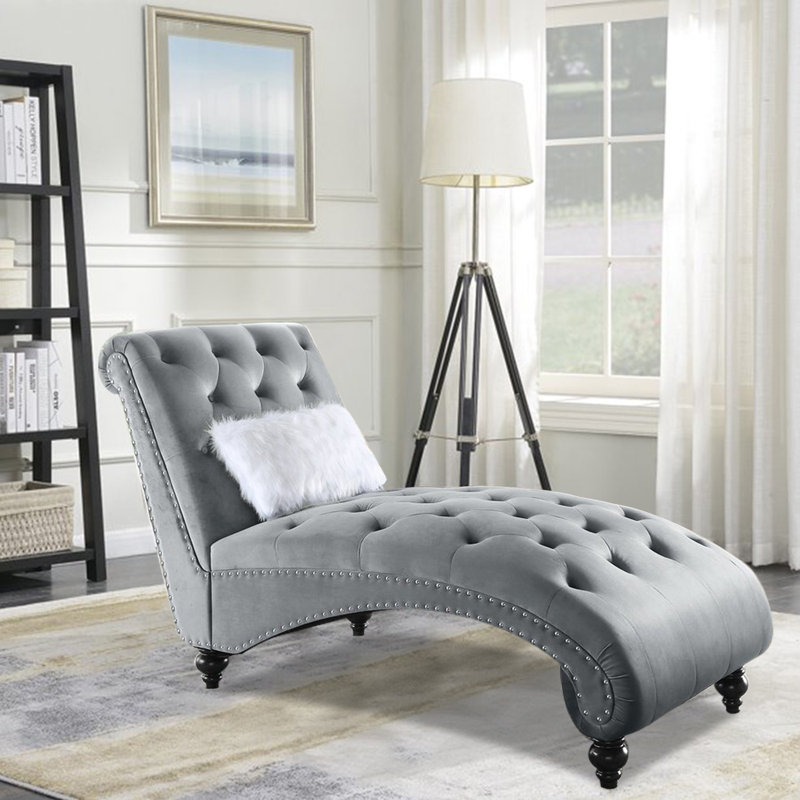 Chaise longue, Velours gris