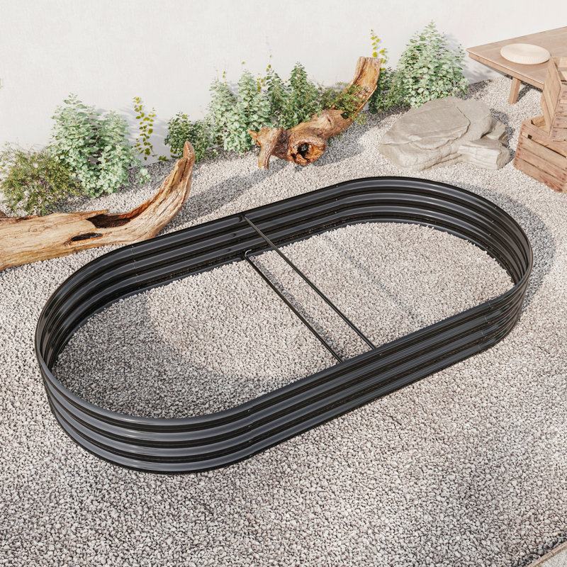 Metal Planter,Metal Planter Box With Safety Edging,Galvanized Raised Garden Bed Kit, Set of 1, 11.8" H x 94.5" W x 24.5" D