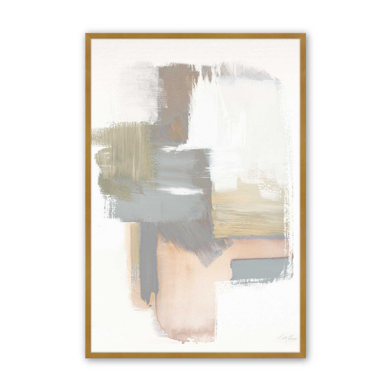 «Beige Ballet V2» sur papier, Cadre doré poli, H 37,25 po x l 25,25 po x P 1,25 po
