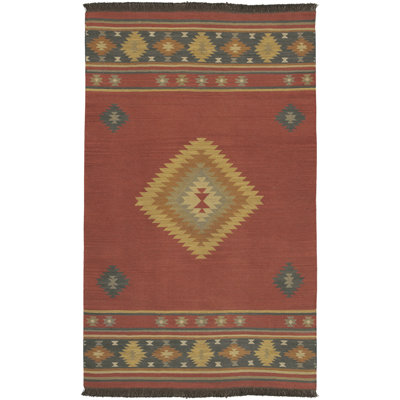 Tapis rouge foncé / bleu marine / blé Mystica