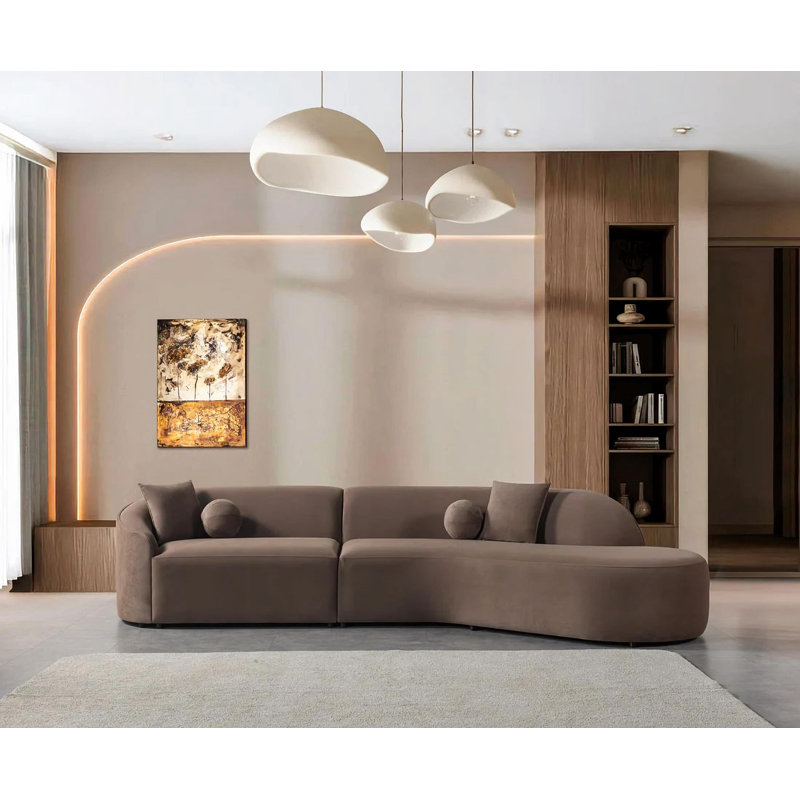 Canapé modulaire en velours 2 pièces, Velours café