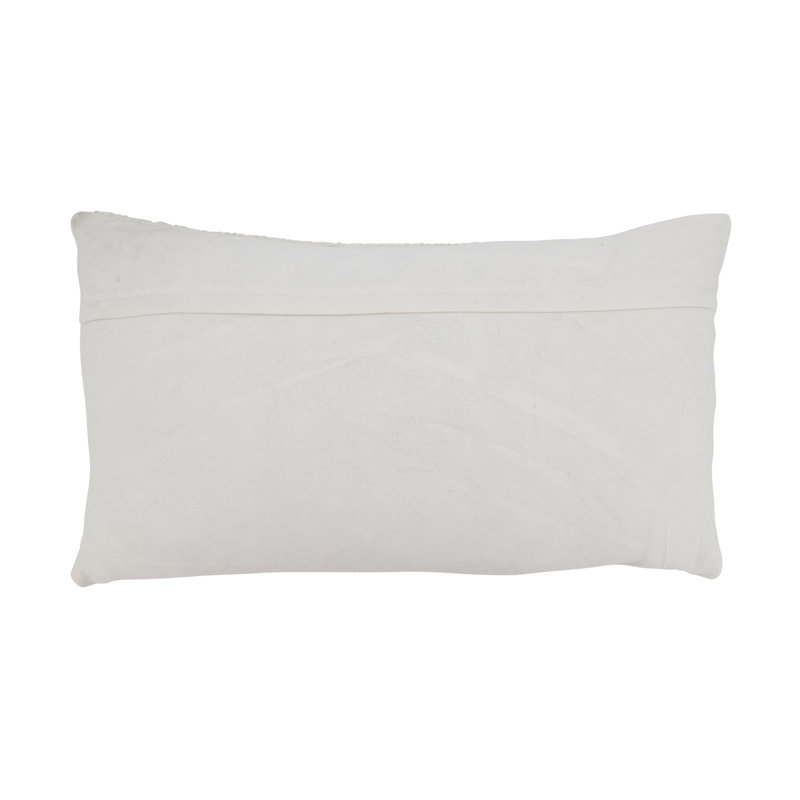 Off-White and Navy Diamond Weave Cotton Throw Pillow, 14"x22"