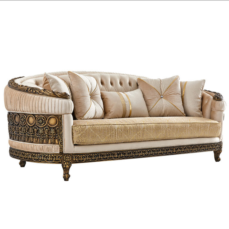 Hand Carved Solid Wood Sofa with Seamless Style Fusion
