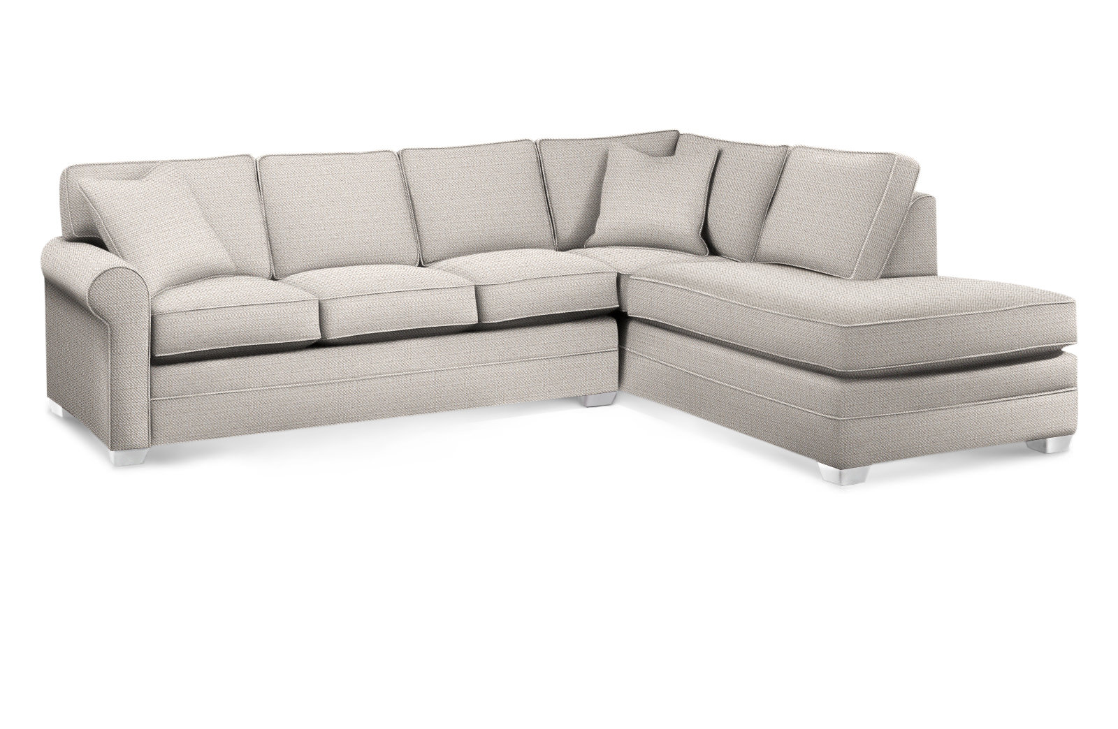 Bedford Upholstered Sectional, Frost White Finish, White Textured Performance; 0865-91, Right Hand Facing