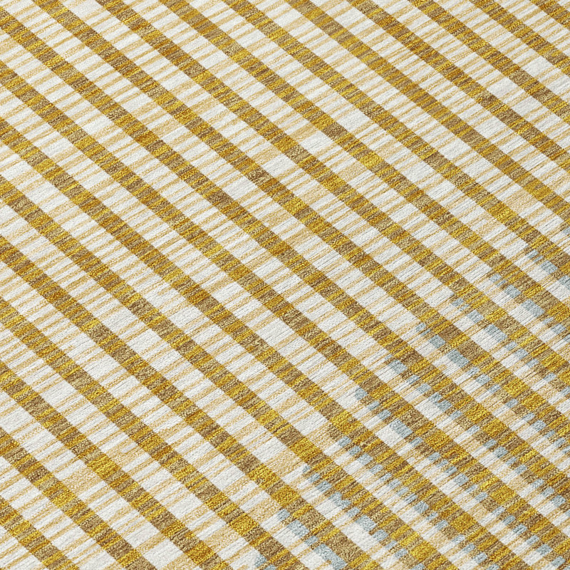 Gold Rectangular Machine Washable Synthetic Area Rug 3' x 5'