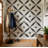 6" x 6" Vintage Black & White Floral Starburst Geometric Vinyl Peel and Stick Mosaic Tile
