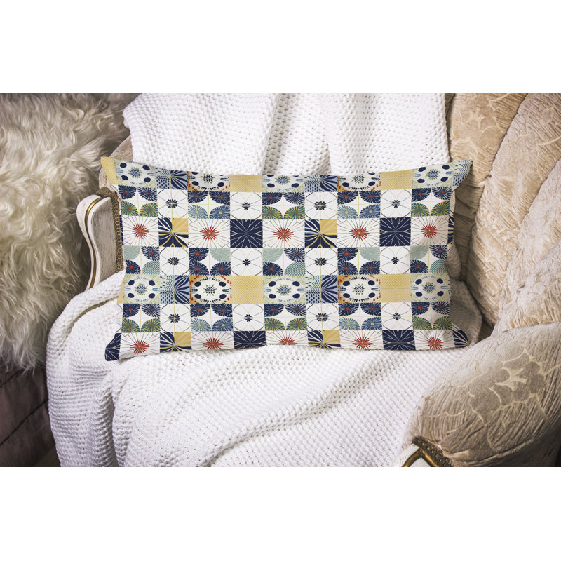 Zellige Dreamscapes  Rectangular Throw Pillow, Blue/Green