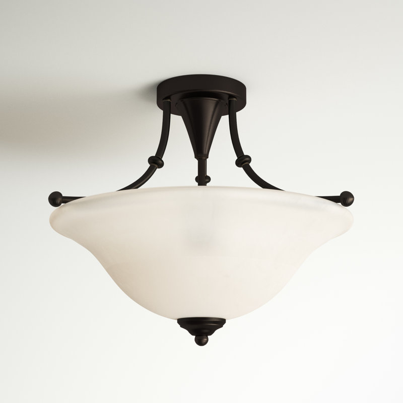 Baronne Glass Semi Flush Mount, Weathered Bronze