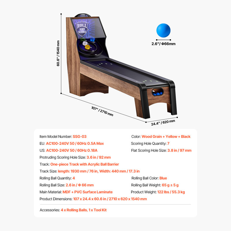 Table de jeu 9 pi Roll & Score Arcade