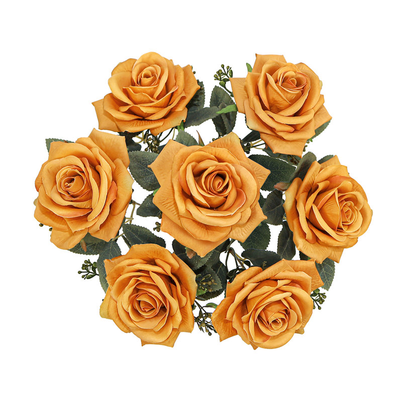 Bouquet de tiges de roses artificielles, Dusty Orange