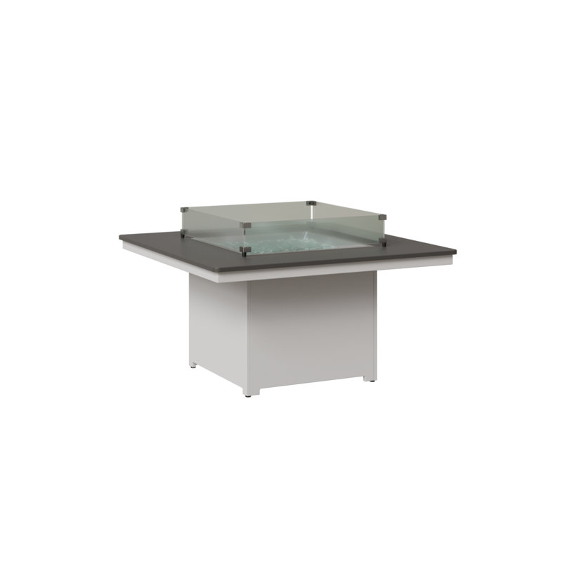 Table carrée avec foyer blanc mat Numa Marine, Acier inoxydable martelé, H 24,75 po x l 47 po x P 47 po