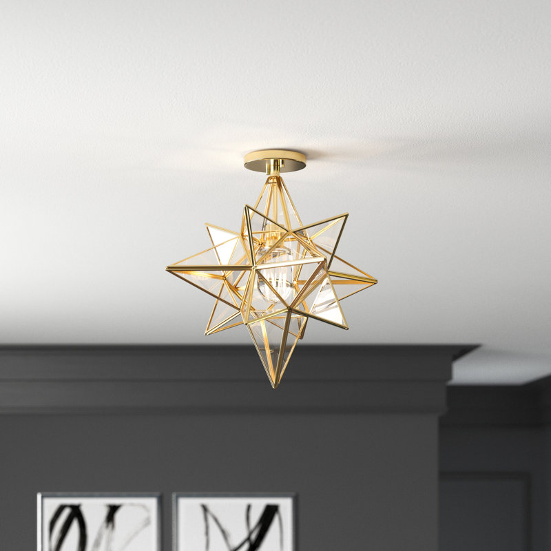 Chandesh Semi Flush Mount, Antique Brass