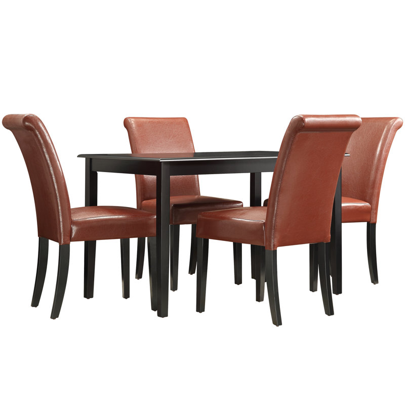 Ensemble de salle à manger Alexa-Mae, Vin rouge, 5 pièces: table, 4 chaises
