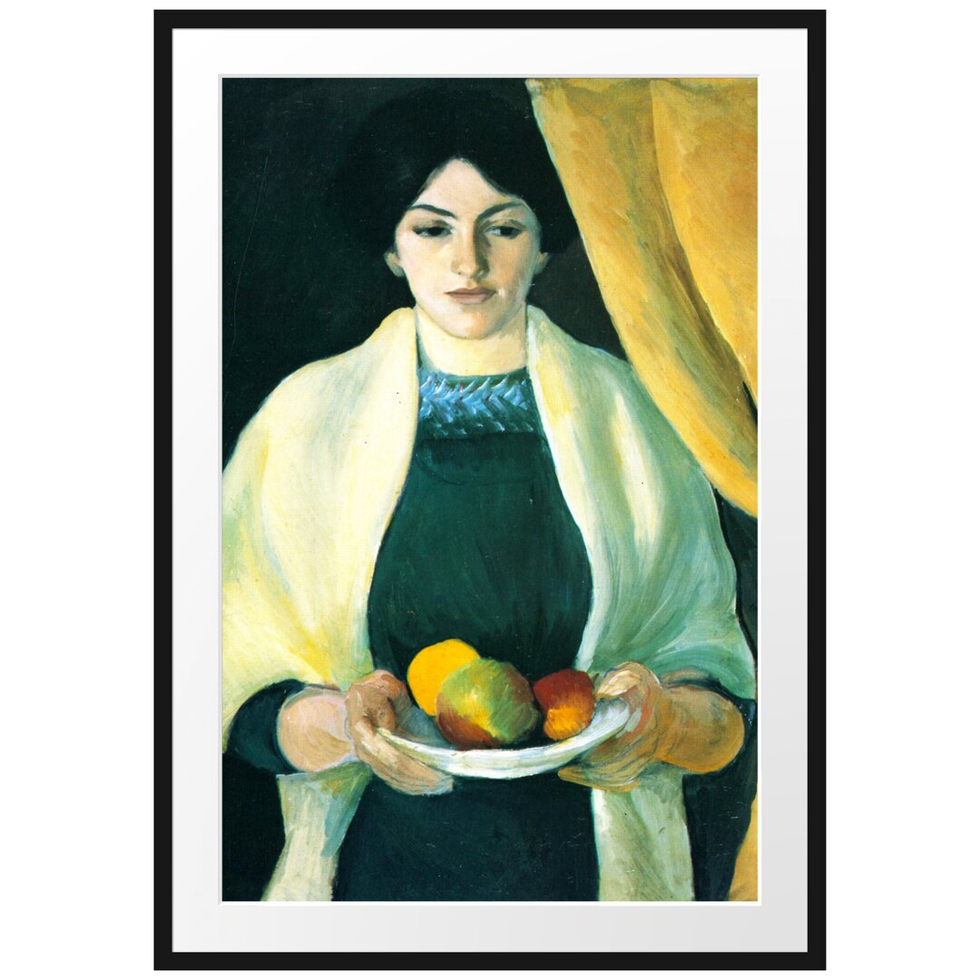 Gerahmter Kunstdruck Artist's Wife with Apples von August Macke