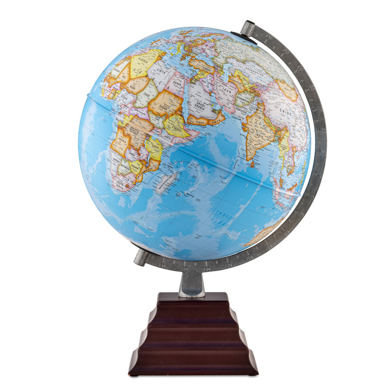 Globe terrestre de bureau bleu 12 pouces avec base en bois Pacific (non illuminé)
