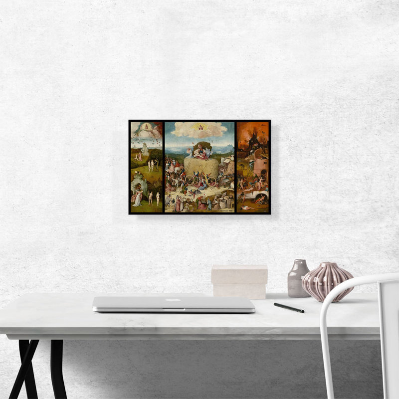 " The Hay Wagon 1550 " by Hieronymus Bosch Painting Print, 12" H x 18" W x 1.5" D