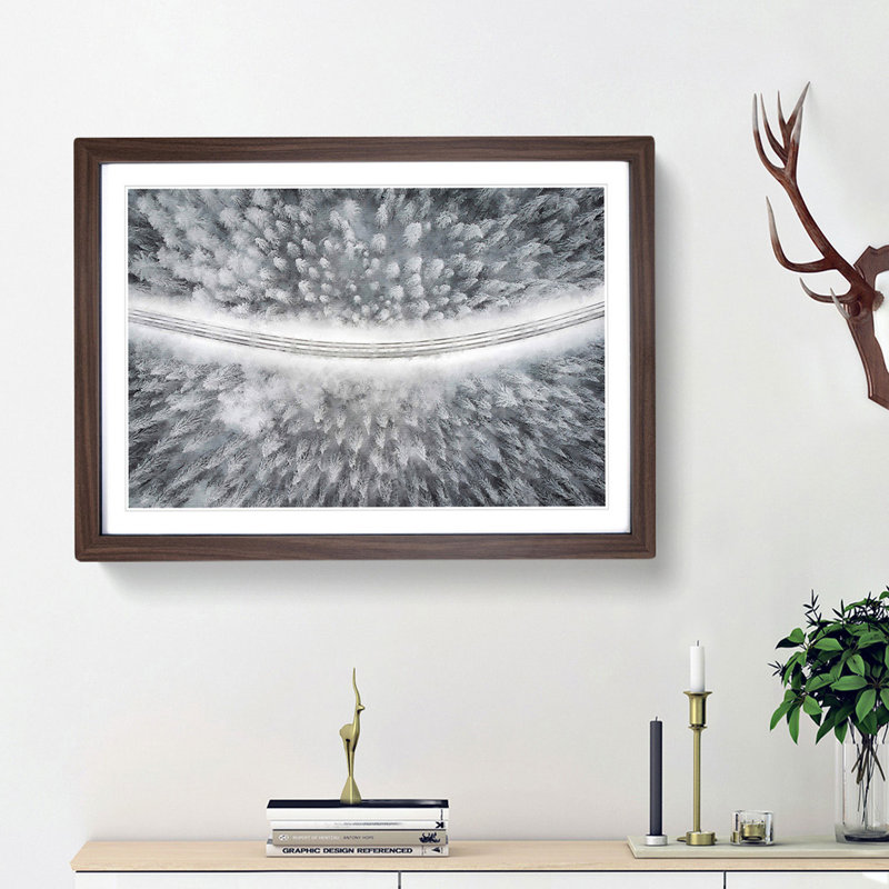 Winter Road - Picture Frame Painting Print, Walnut Framed, 40cm H x 60cm W x 2cm D