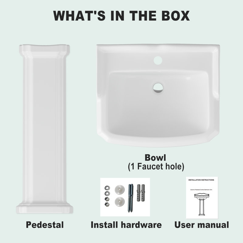 Lavabo de salle de bain GarveeHome Classic Square - Céramique blanche